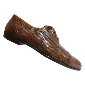 Genuine Crocodile Dress Shoes MIGUEL ANGEL Brown Woven Cap-Toe 9M,US/8.5UK/42E